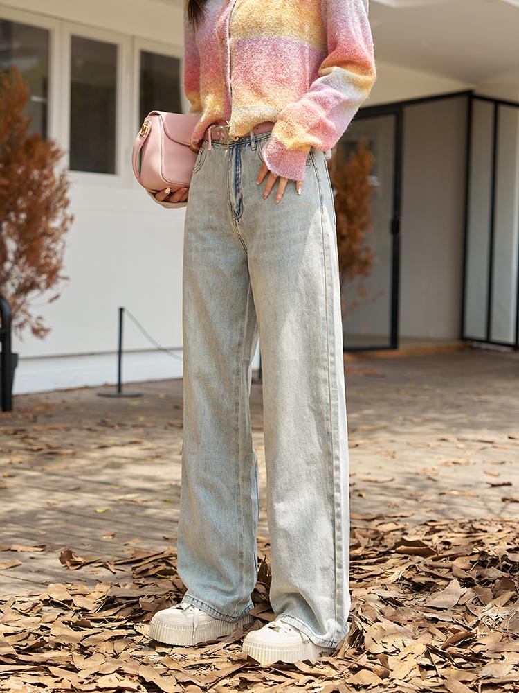 Mishow Jean for Women 2020 Autumn New Vintage 100% Cotton High Waist All-match Loose Commuter Elegant Female Pant MXC39K0101