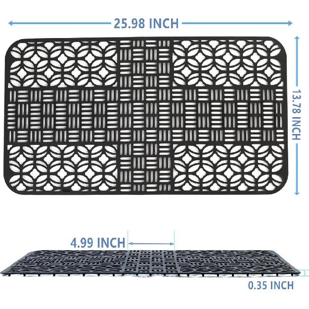 Kitchen Sink Mats Silicone Sink Mat Protectors for Bottom of Kitchen Sink 26 "x 13.78" Non-Slip Sink Protectors with Cutout Drain Holes for Farmhouse