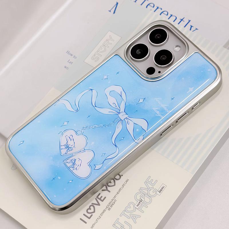 Electroplated Silver Edge Drip Glue Case for iPhone 13/14/15 Pro Max & Huawei P70 Pro