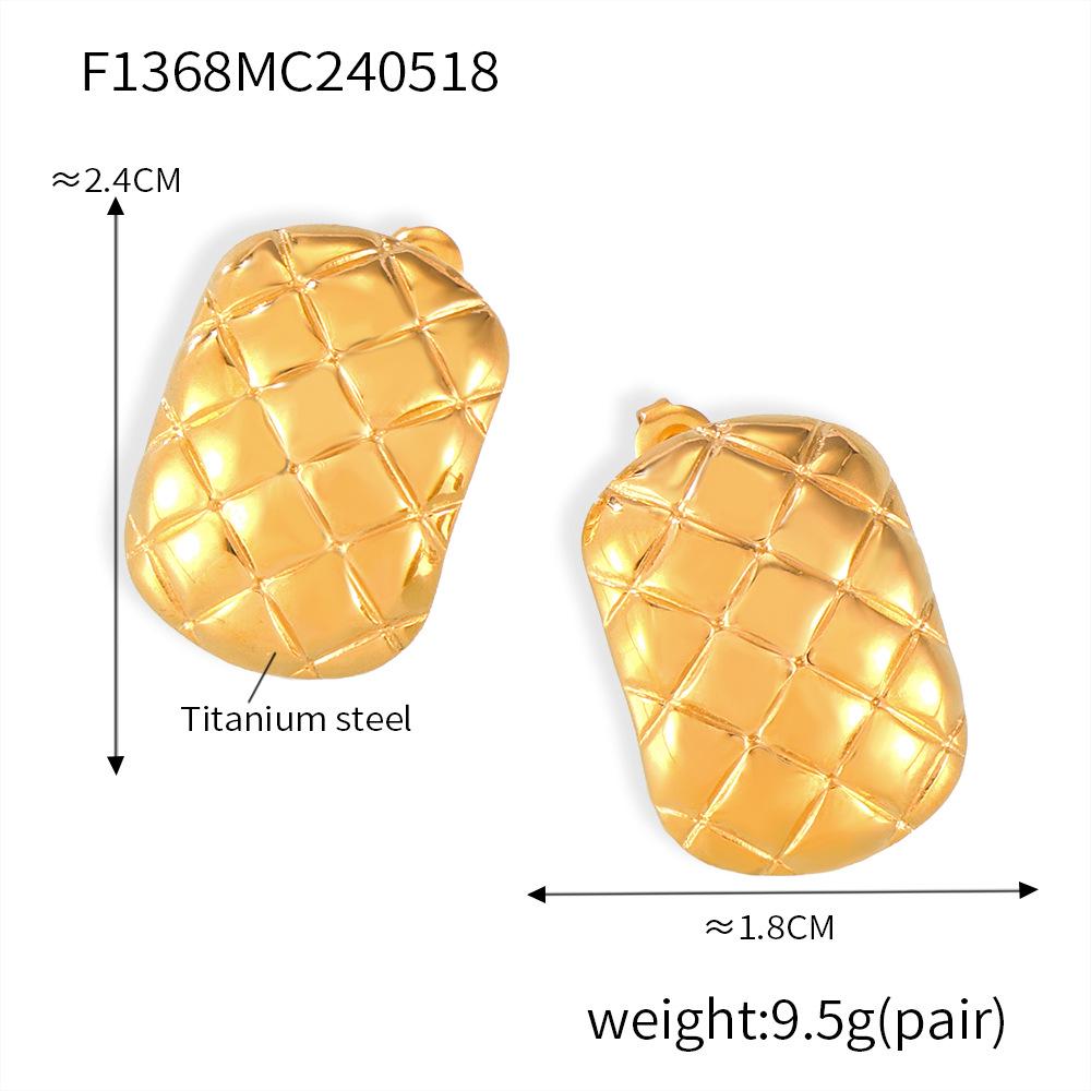 European INS Style Geometric Titanium Steel Square Earrings - Colorfast Metal Stud Jewelry