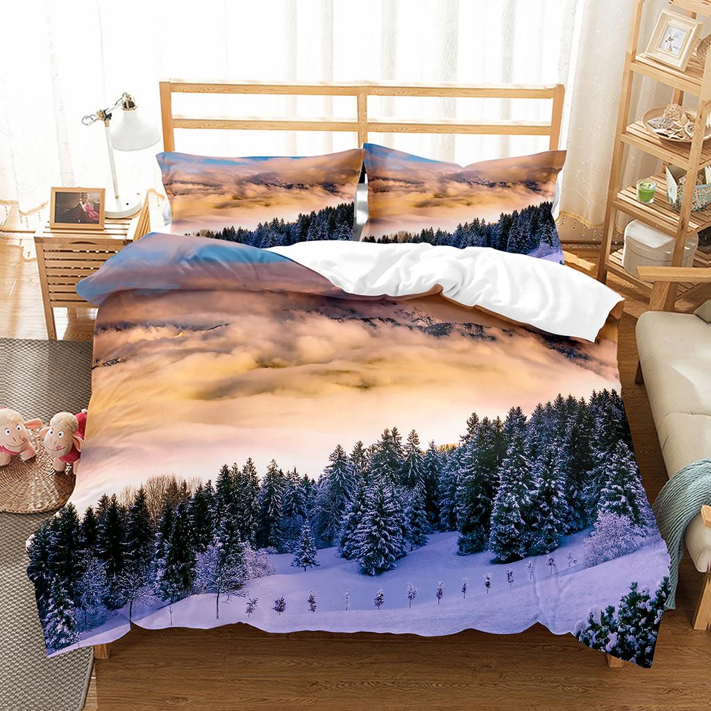 Sada povlaku na přikrývku Snowflake Zimní téma Polyesterový povlak na přikrývku Velikost Twin Full Pro Děti Dospívající Dospělé Dekorace do ložnice Ložní souprava