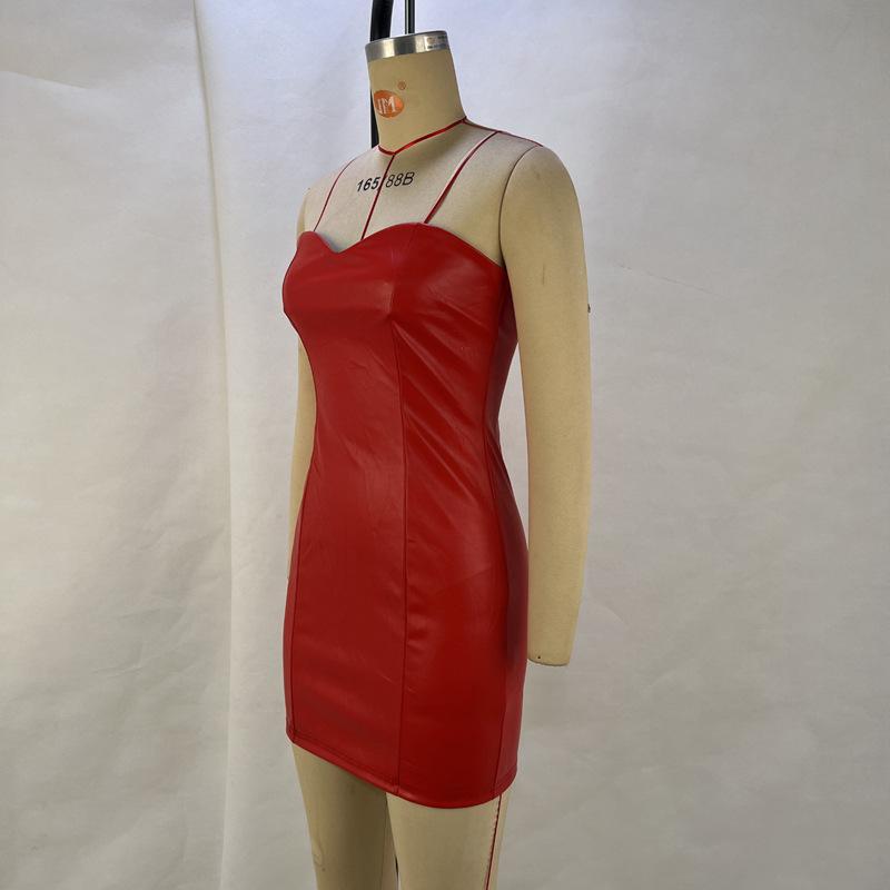 2024 European & American Style Women's Solid Color Sexy Tube Top Slim Waist Dress - Nightclub Outfit