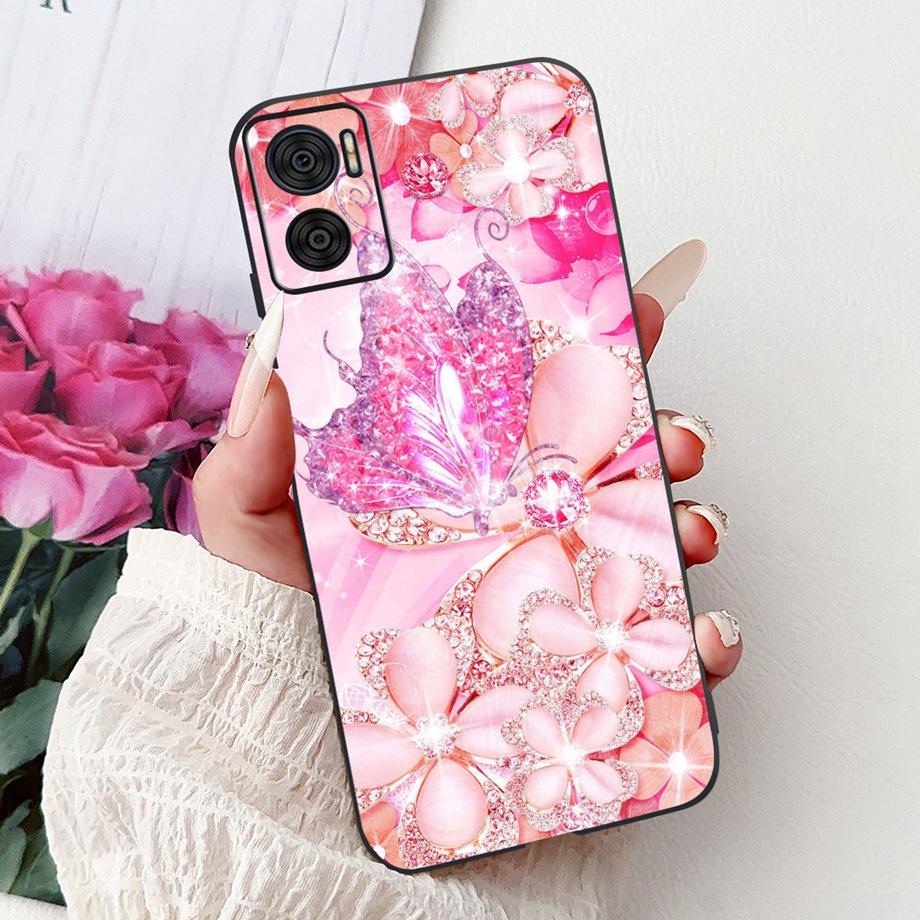 Phone Case For Motorola Moto E22 E22i E22s Motorola E20 E30 E40 E13 E14 Luxury Girly Cartoon Cover Soft Matte Silicone Capa