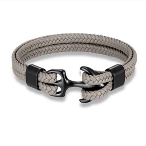 Leather Bracelet for Men Black Braid Multilayer Rope Chain Stainless Steel Anchor Male Jewelry Pulseras Gifts