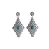Vintage Carved Texture Turquoise Earrings, Bohemian Ethnic Style Rhombus Exaggerated Earrings For Women