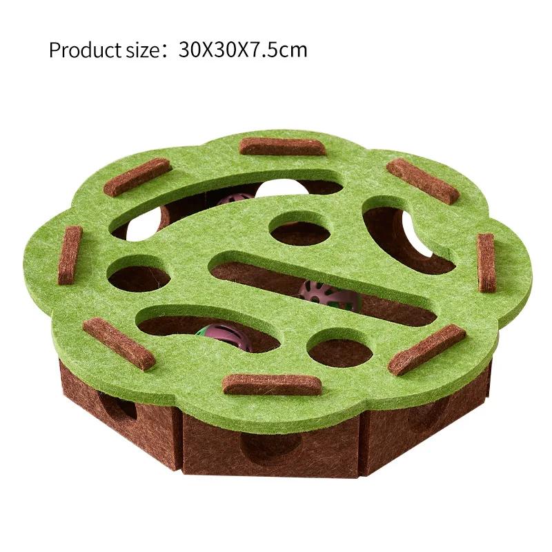 Interactive Cat Puzzle Toy Felt Toy Box with Maze Tunnel Bell Ball Indoor Entertainment Cat Toy M