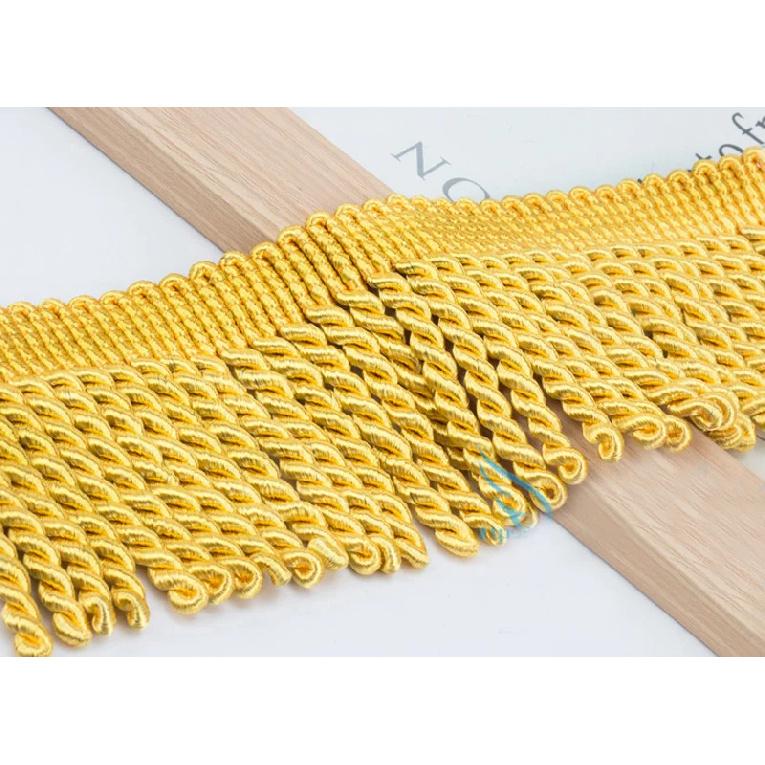 6Yards/Lot Silk Tassel Fringe Shiny Quality Lace Ribbon Trim 10CM Long Braid Tassel Rope Sewing Garment Shoes Bag Gold Fringes