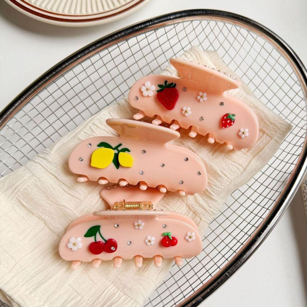 Glossy Acetate Hair Barrettes Floral Decor Hair Jaw Clips Cute Acetate Hair Clips  For Girls
