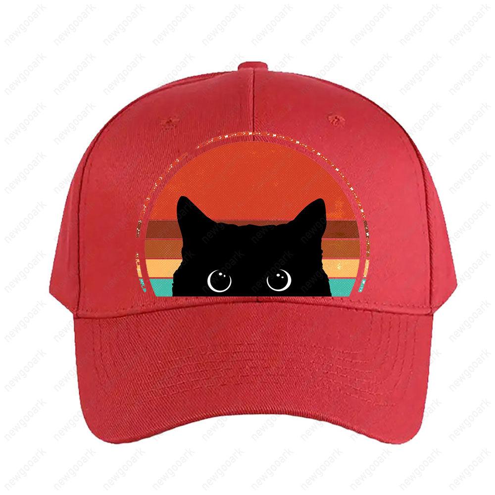 Black Cat Peeking Sunset Vintage Cap Women Unisex Peaked Hat Fashion Casual Adjustable Printed Baseball Caps Adult Outdoors