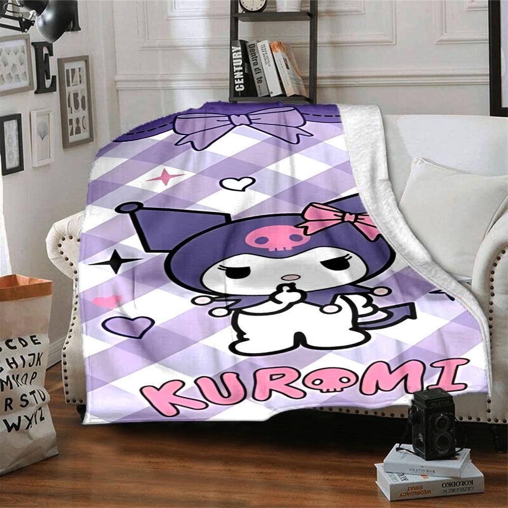 1pc Kuromi blanket Lightweight Flannel Throw for Sofa Bed Travel Camping Livingroom Office Couch Chair