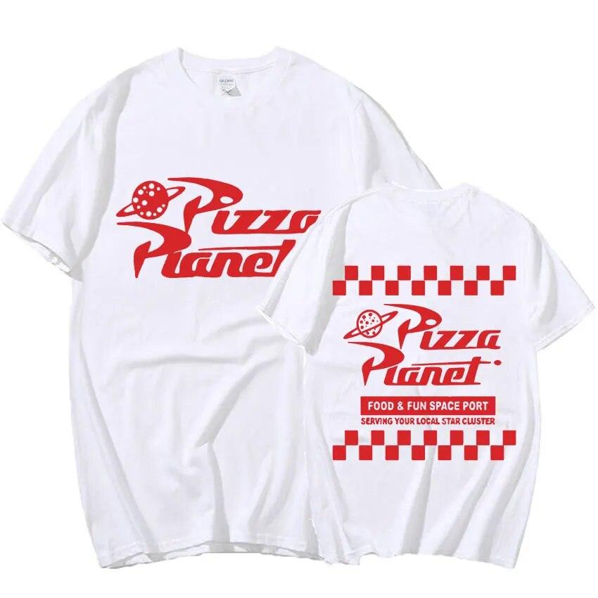Pizza Planet Print Graphic T Shirt Summer Unisex Fashion Oversized T-shirt Unisex 100% Cotton Short Sleeve T Shirts Tops Streetwear