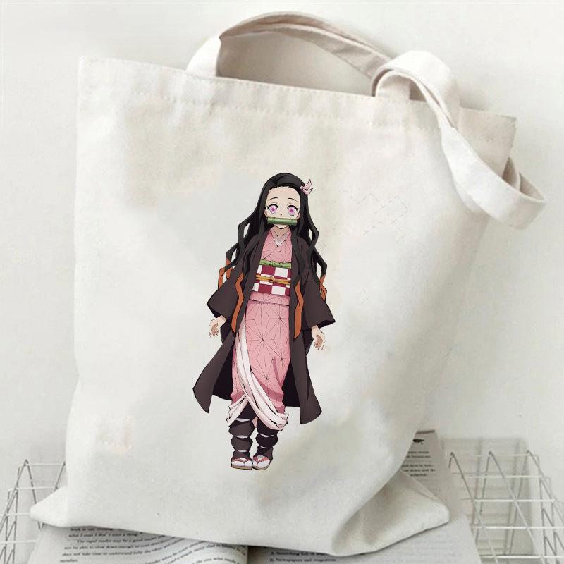 Japan cartoon comics Nezuko Kamado Demon Slayer Printed Canvas Bag Student Shoulder Bag Tote Bag 7550