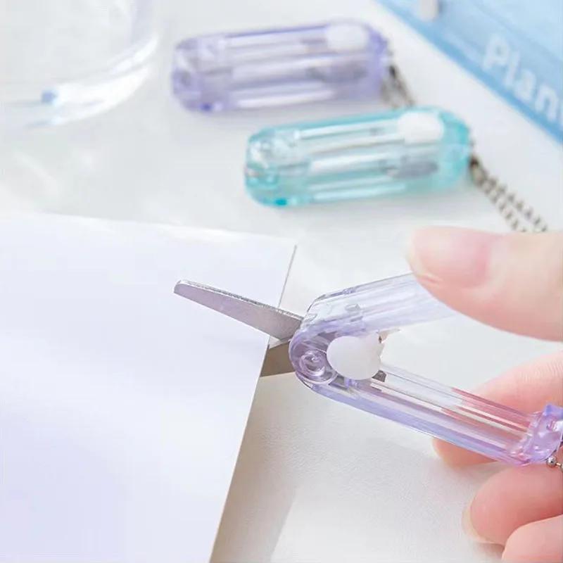 Transparent Mini Scissors, Retractable Folding Portable Scissors, Student Hand-made Paper Scissors
