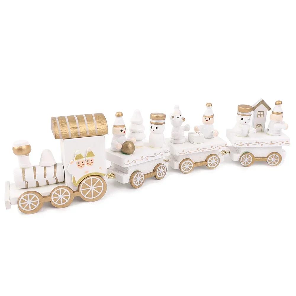 Wooden Mini Train Decor Set Christmas Party Snowman Ornament Plastic or Wooden Tabletop Cake Decoration Props Train Kids Toys