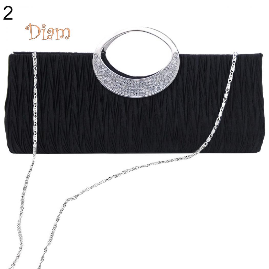 

GQ Женская роскошная атласная плиссированная вечерняя сумка со стразами, вечерняя сумочка-клатч One Size чёрный