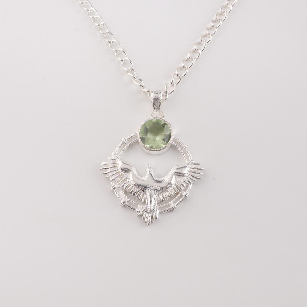 Green Amethyst Gemstone 925 Sterling Silver Jewelry Pendant 1.43" Gift For Women CP-38-15