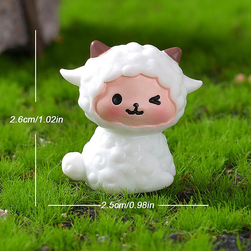 Ornament Micro Peisaj Oaie Desene Animate Drăguțe, Figurine Miel, Miniaturi, Decorațiuni Desktop Acasă, Accesorii Recuzită Casă de Păpuși, Cadou
