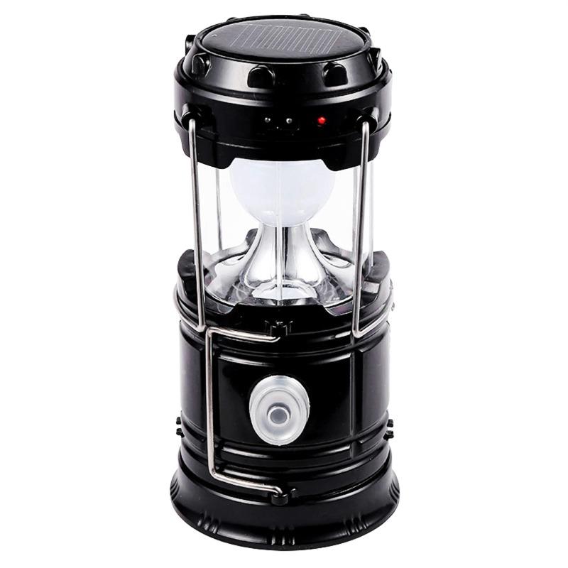 Solar Portable LED Lantern Telescopic Flashlight USB Rechargeable Torch Tent Lamp Outdoor Camping Emergency Work Light
