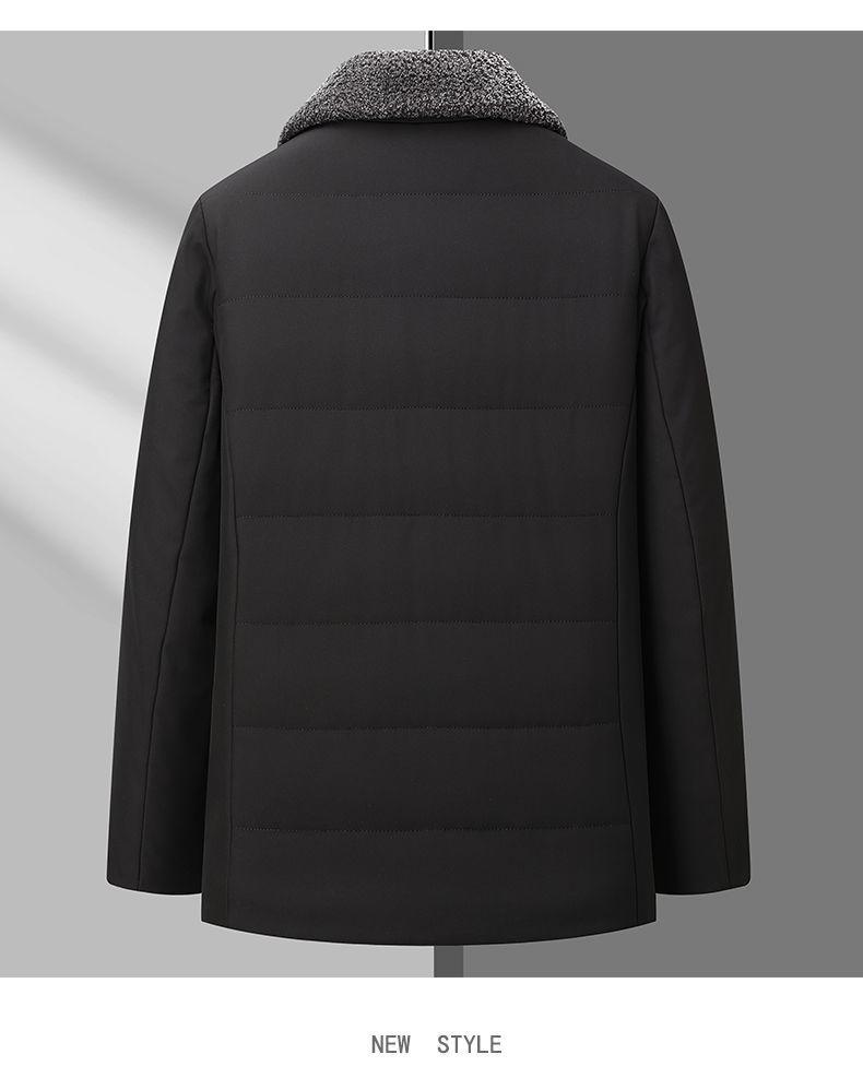 Woodpecker Dad Winter Coat: Velvet-Thickened Down Cotton Jacket for Middle-Aged & Elderly, Lapel Design, Warm Cotton Clothing.