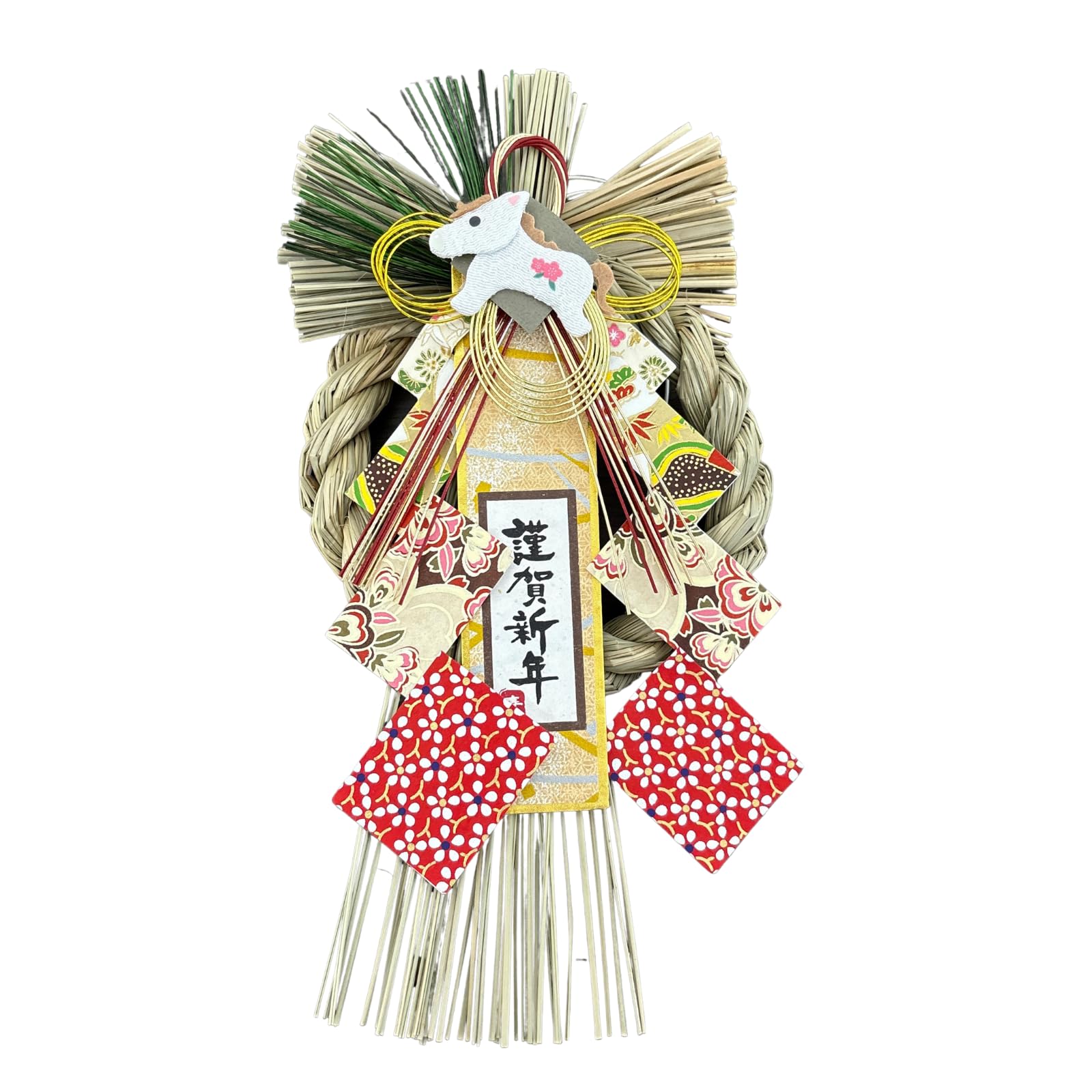 

(ADOSSY) Shimenawa New Year Decoration, Welcome the New Year, Display for Entryway, New Year s, Mizuhiki, Shimekazari, Wreath Decoration (Horse B)