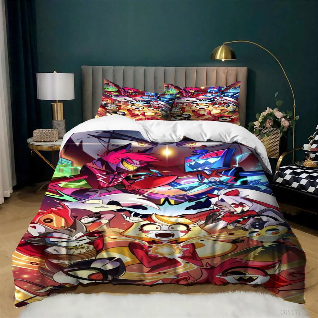 Kids Hazbin Hotel Animation Duvet Cover Set Ultra Soft Bedding Set Lightweight Quilt Cover All-Season 3-Pcs For KidsAdults