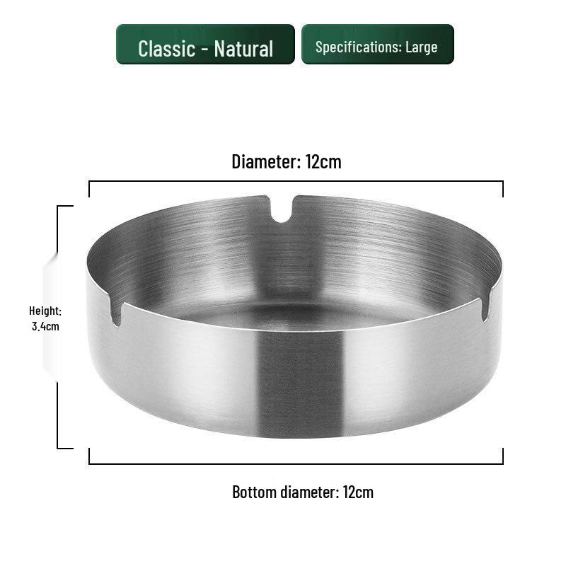 Customized Windproof Stainless Steel Ashtray with Engraved Silk Flower for Bars, Cafes, and Living Rooms