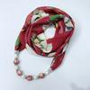 Chic Printed Scarf Necklace with Pearl and Bead Accents – Lightweight Chiffon Infinity Scarf for Women, Fashion Statement Accessory
