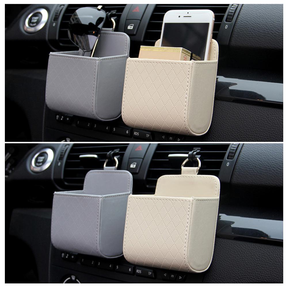 Car Airs Vent Storage Bag,Dashboard Tidy Hanging Leather Organizer Box,Glasses Phone Holder,Storage Organizer Car Accessorie