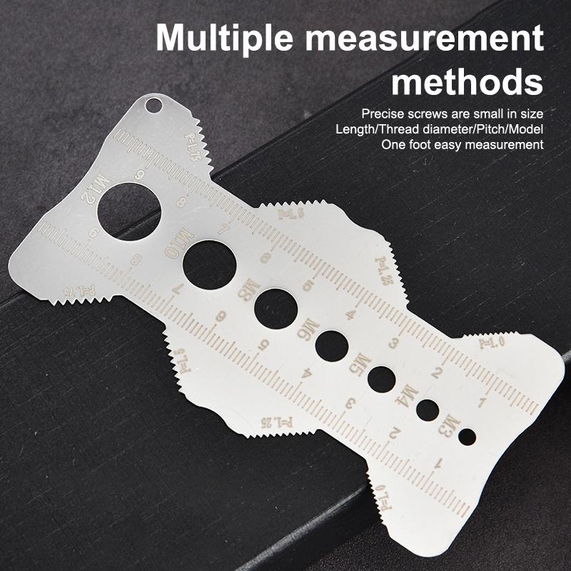 1/2 Pcs Stainless Steel Thread Checker Screw Measurement Ruler Metric Caliper Gauge Tool For Measuring Screw Pitch Bit Bolt Nut