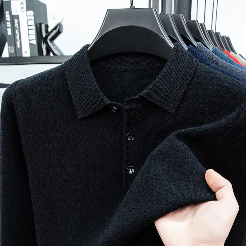 Men's Autumn/Winter Business Casual Loose Knit Sweater with Thickened Lapel