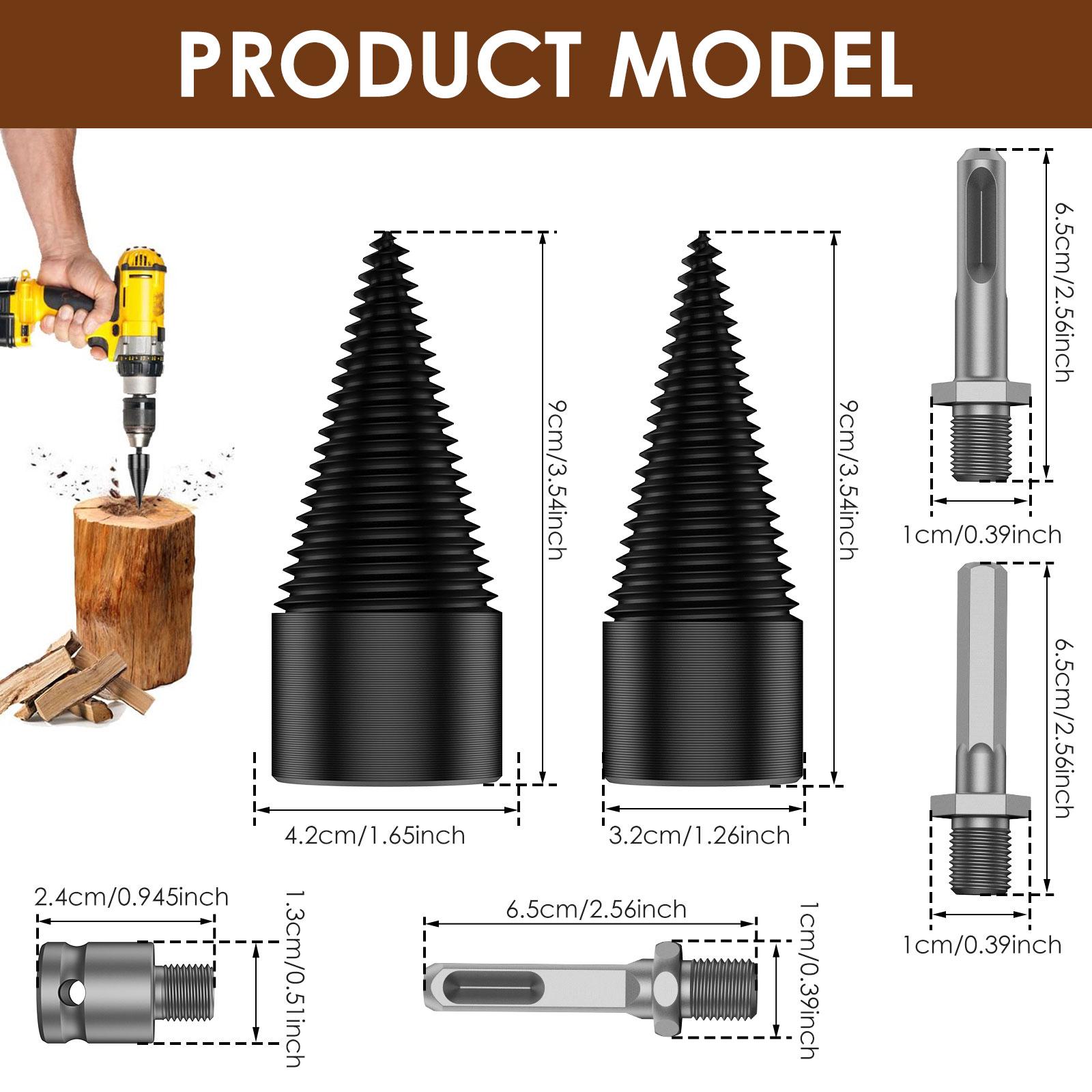 

Firewood Drill Bit Set Portable Solid Wood Splitter Tool Kit Efficient Time Saving Firewood Splitting Tool for Outdoor Camping чёрный