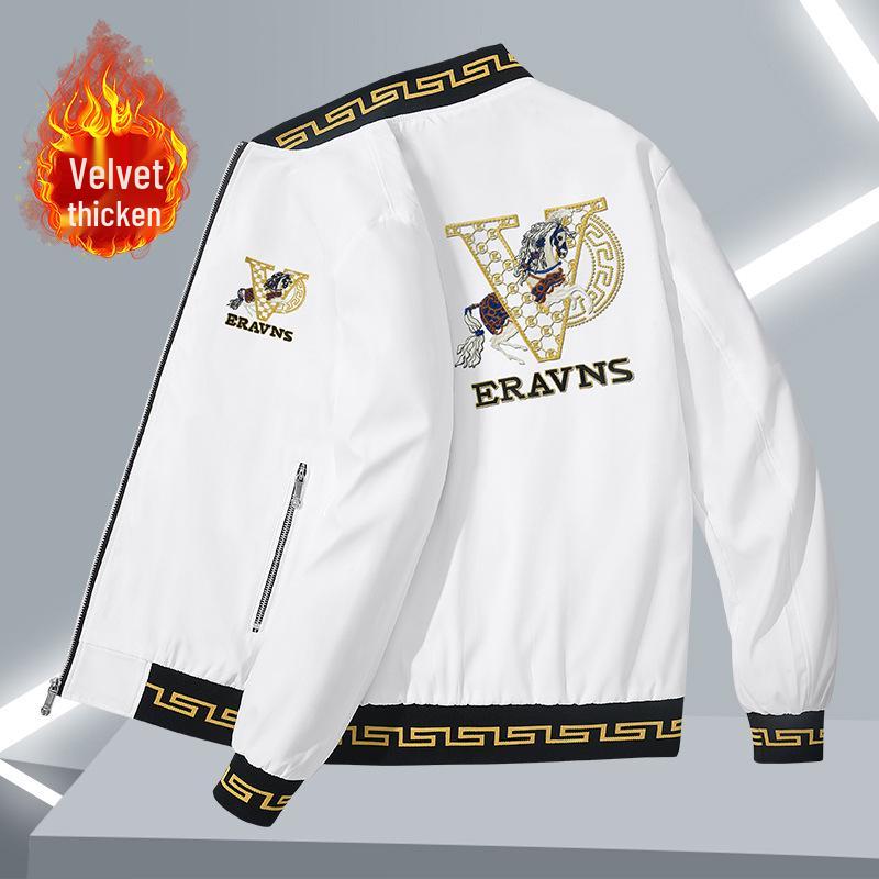 Europäische Herren-Stickjacke mit Stehkragen - Herbst/Winter Slim Fit, V-Ausschnitt, Verdickt, Mode