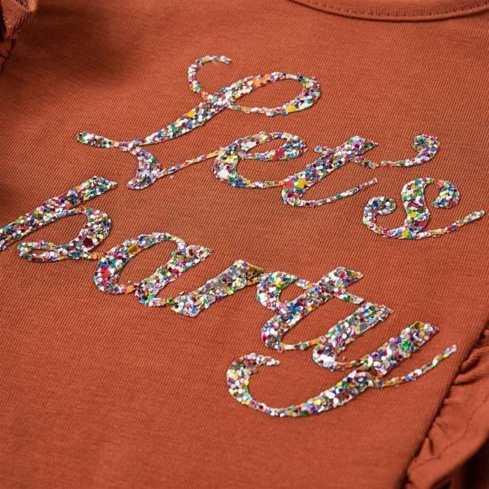 T-shirt enfants à manches longues imprimé pailleté 2 couleurs et 5 dimensions disponibles