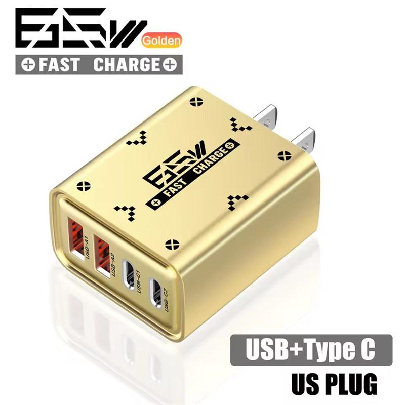

Зарядное устройство USB 65 Вт Тип C Быстрая зарядка Зарядное устройство для мобильного телефона Быстрая зарядка Дорожный адаптер Для iPhone 15 16 Samsung Xiaomi 15 Huawei US Plug золотой