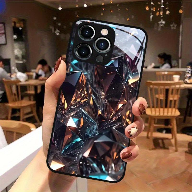 Brilliant Crystal Pattern Tempered Glass Phone Case For iPhone 17 16 15 14 13 12 11 Pro Max 17 Air 7 8 Plus XS X XR Cover