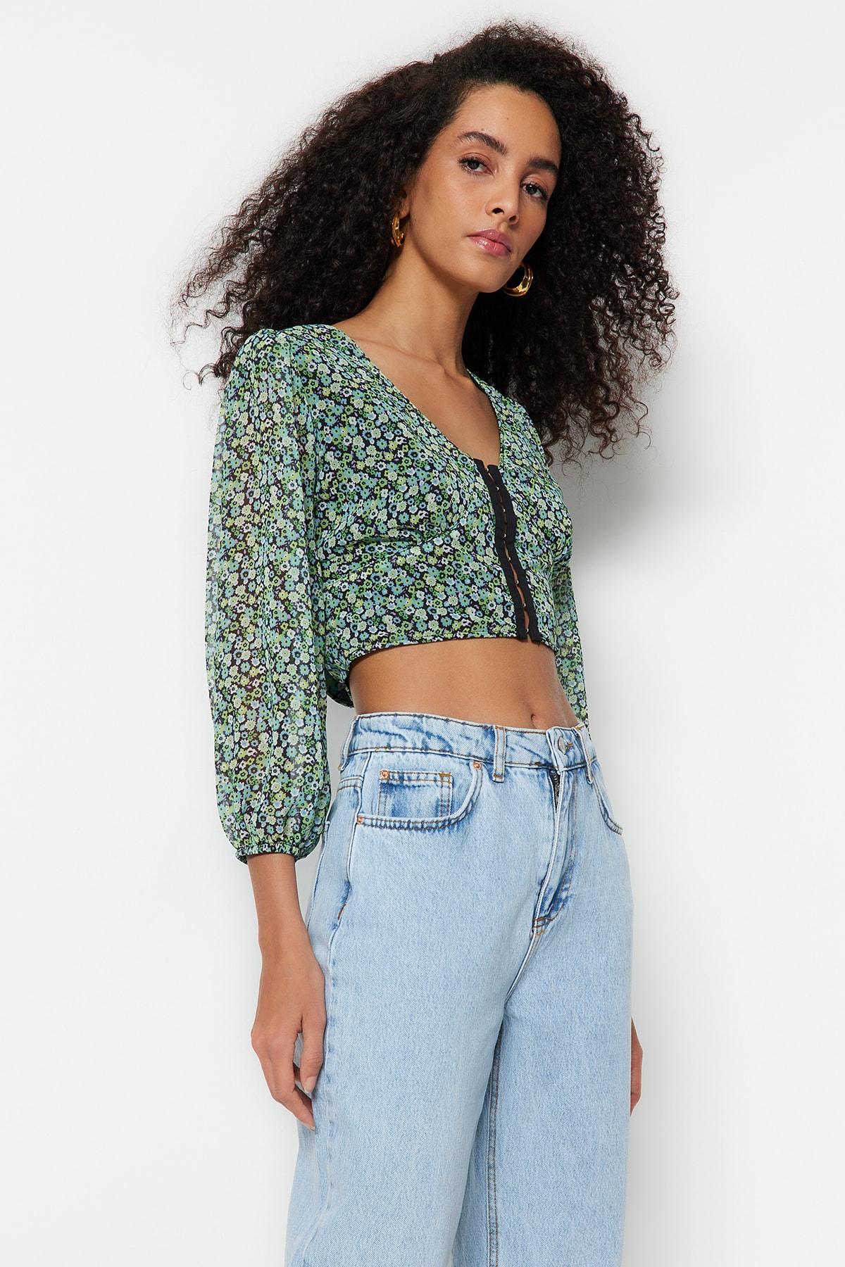 

Блузка - Синяя - Приталенная