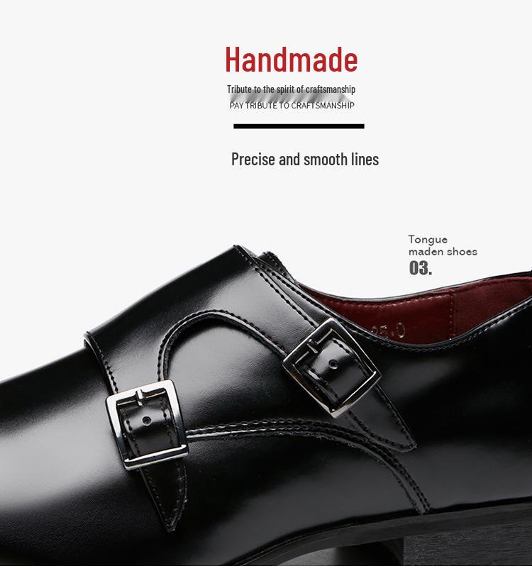 Pánské formální boty Monk Strap z pravé kůže 2024 - Japonský obchodní a svatební styl