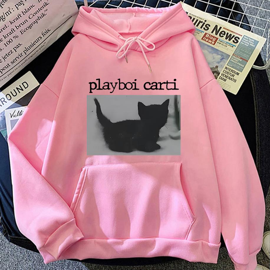 Playboi Carti Extra Large Hip Hop Men'S Women'S Hoodies Cute Harajuku Cat Printed Hoodies Street Fashion Rap Couple'S Hoodies