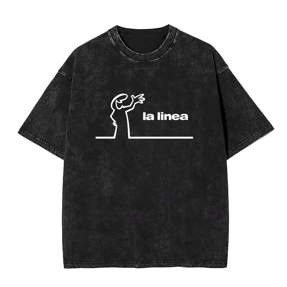 Washed Vintage Osvaldo Cavandoli La Linea Funny Graphic Tshirts Men Women Clothing Anime Oversized Short Sleeve Tops T Shirts