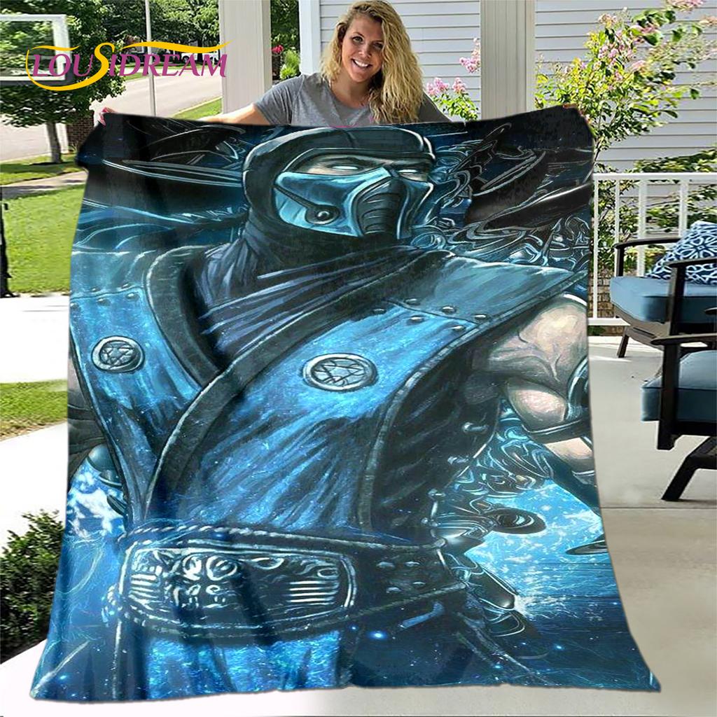 New Cartoon Mortal Kombat Blanket,Flannel Blanket Throw Blanket,Soft Warm Blanket for Living Room Bedroom Beds Sofa Decor Gift