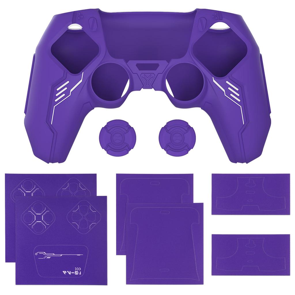 Silicone Cover for PlayVital Mecha Edition PS5 Improved Compatible with Charging Thumb Cap and Sticker Included Controller, Shockproof, Anti-slip