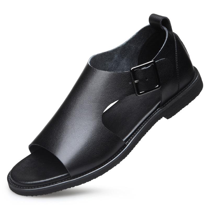 Men s Breathable Leather Slip-On Beach Sandals - Casual  Trendy 43