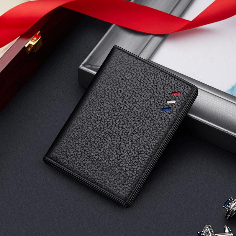 Genuine Leather Mini Card Holder Fashionable and Ultrathin Men's Card Bag, Personalized and Trendy Card Clip