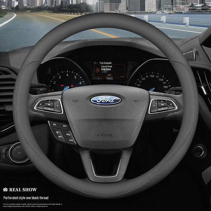 Universal All-Season Steering Wheel Cover for Ford Models: Edge, Escort, Escape, EcoSport, Taurus, Kuga, Mondeo, and Focus.