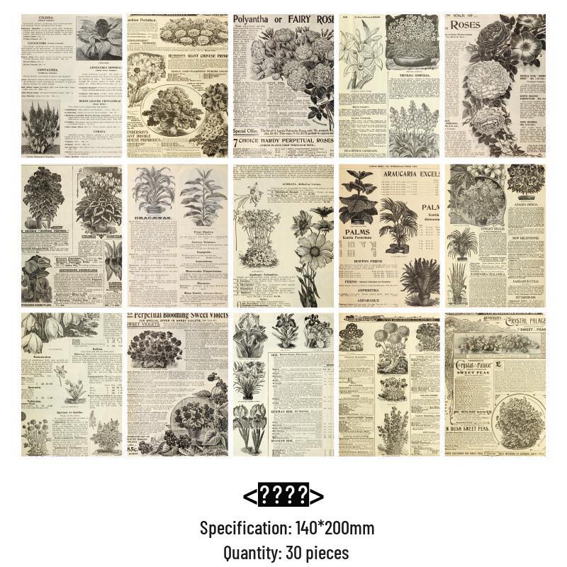 Retro Journaling Collage Paper: Vintage-Style English Letters & Newspaper Backgrounds