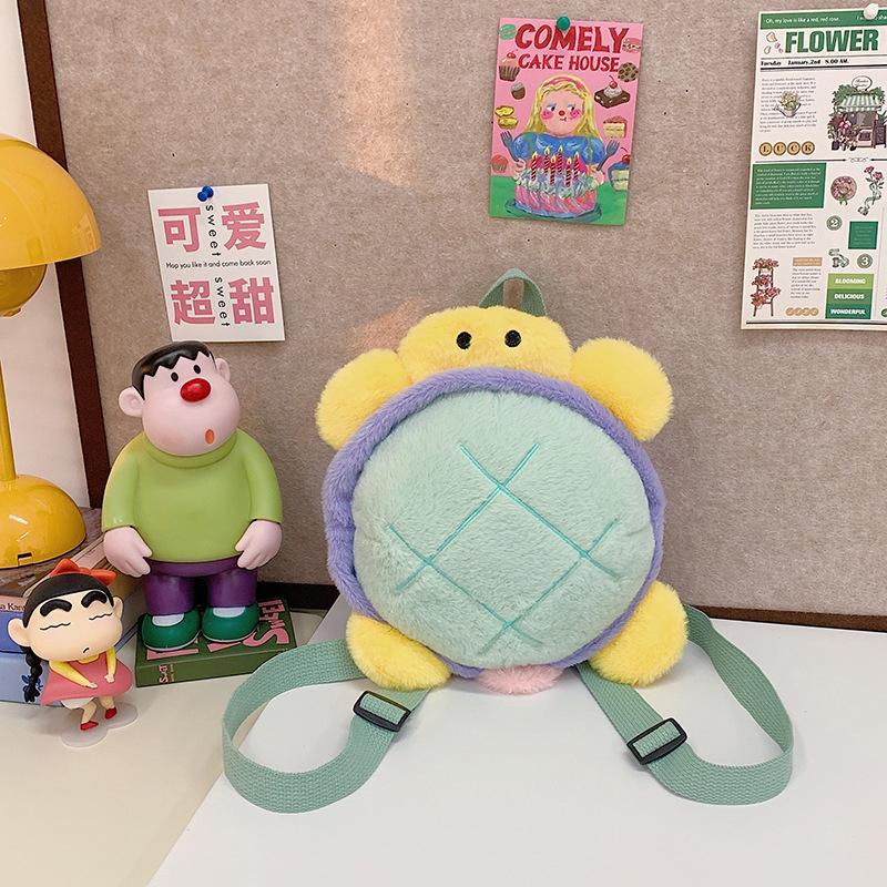 Kreskówkowy plecak ze zwierzęciem morskim Uroczy plecak dla dziewczynki z pluszowym żółwiem Duża pojemność