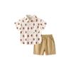 Children's Clothing Summer Boys' Bear Lapel Shirt Baby Polo Shirt Short Sleeve Shorts Suit Children's Shirt Cropped Pants