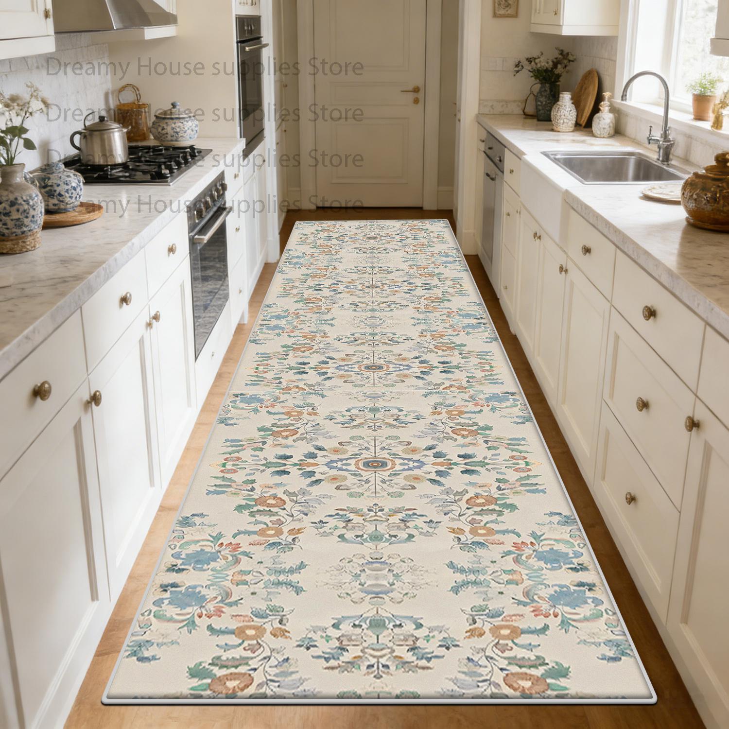 Perzische Retro Gang Loper Tapijten Decoratie Keuken Gang Wasbaar Antislip Lange Matten Woonkamer Luxe Entree Tapijt Deur 1.6x4.9ft(50x150cm)
