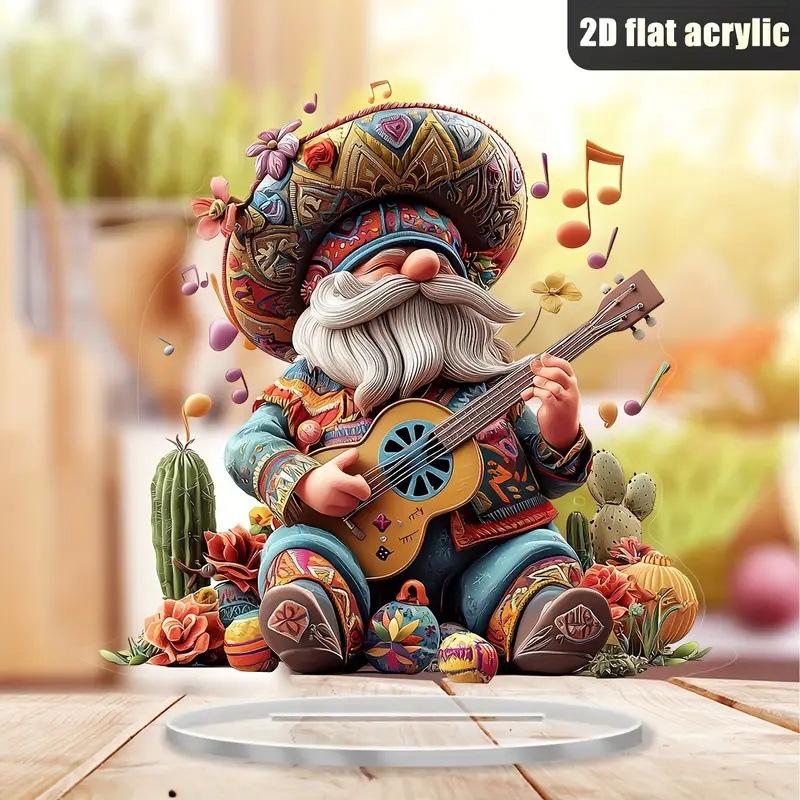 Bohemian Tree Spirit Musician Acrylic Statue - 7.9" Desktop Decor