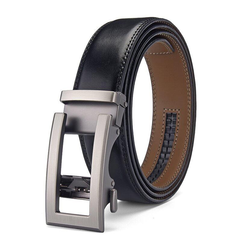 Belt Men'S Leather Alloy Automatic Buckle Two-Layer Cowhide Business Waist Seal Leather Belt Men'S Belt